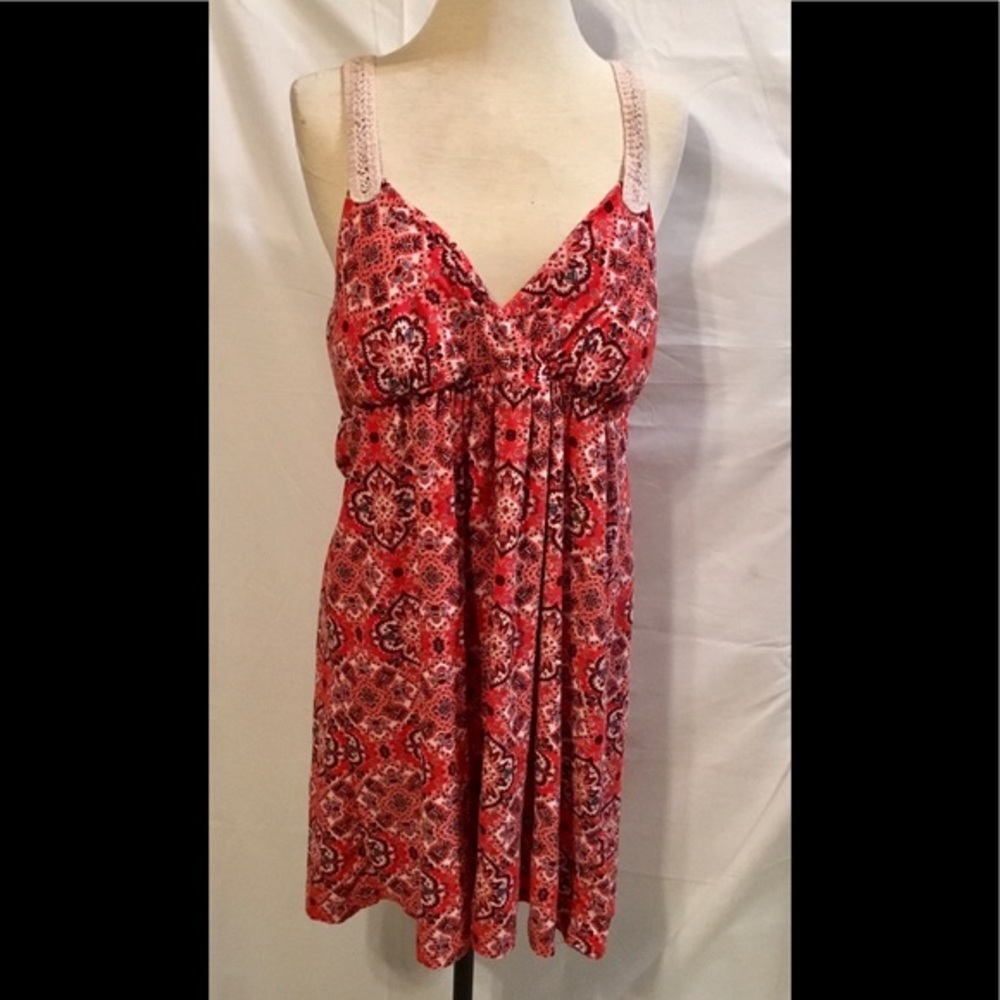 No Boundaries Red White Bandana Print Summer Dress
